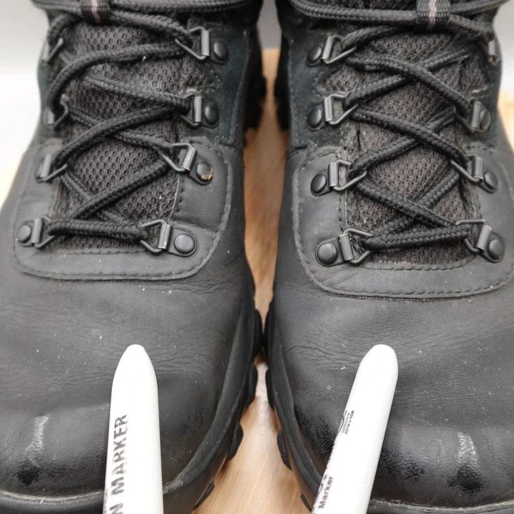 Columbia Boots Mens 10.5 Black Leather Hiking Boots Waterproof BM3970-011